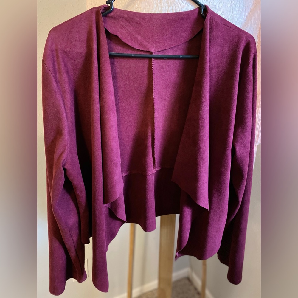 Women's Faux Suede lightweight Open Front Lapel Draped